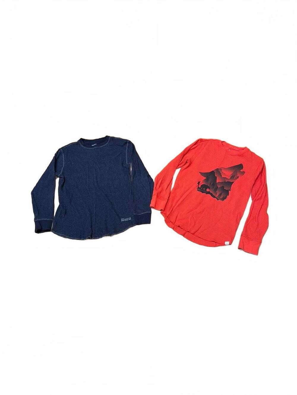 Gap Kids XL 12 years Long Sleeve Waffle Shirts Set Unisex Fall Winter Red Blue
